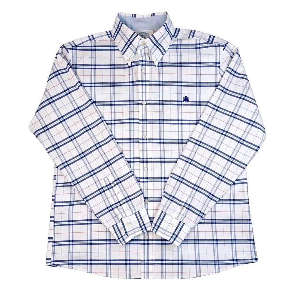 Brooks Brothers Regent Fit Stretch Tattersall Shirt | Blue Red White‎ | Large